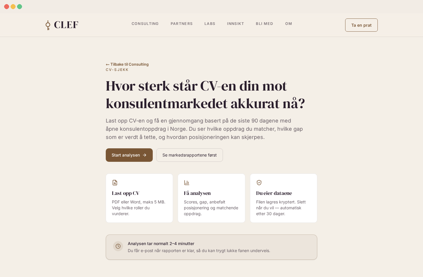 Skjermbilde fra CV-motoren