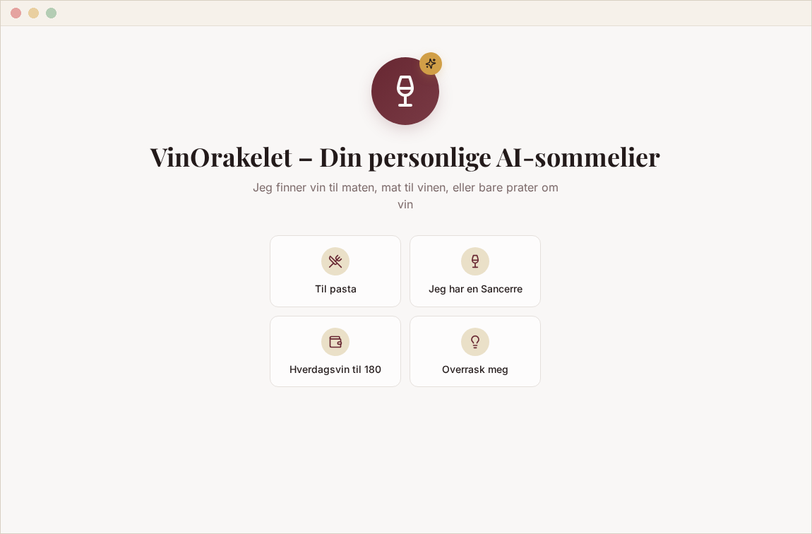 Skjermbilde fra VinOrakelet